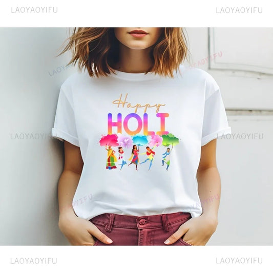 Happy Holi T-shirt For Girls #13