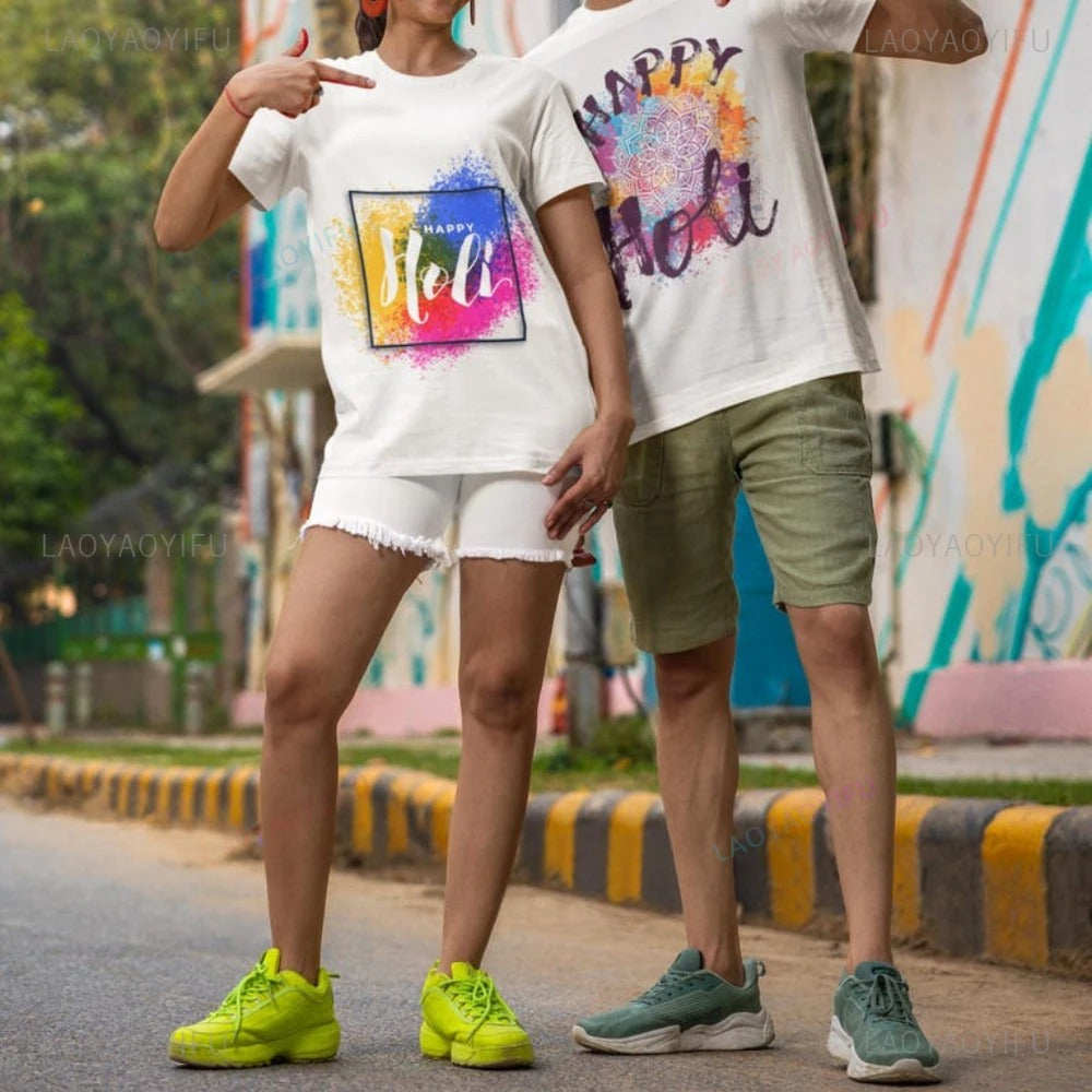 Happy Holi T-shirt For Couples