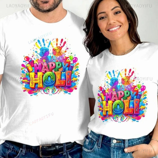 Happy Holi T-shirt For Couples