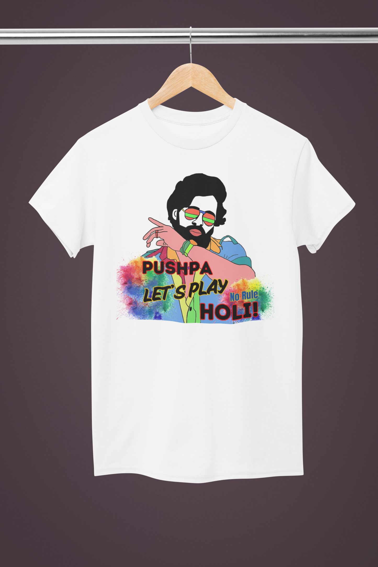 Unisex Holi T-Shirt - Pushpa Let's Play Holi